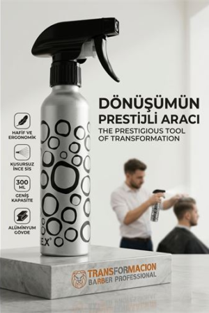 Alüminyum Metal Berber Kuaför Su Spreyi Şişesi Profesyonel Saç Fısfısı 300 ML . Kuaför Berber ve Kuaför Malzemeleri.