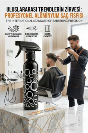 Alüminyum Metal Berber Kuaför Su Spreyi Şişesi Profesyonel Saç Fısfısı 300 ML . Kuaför Berber ve Kuaför Malzemeleri.