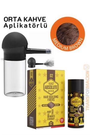 Aplikatörlü Saç Dolgunlaştırıcı Fiber Topik Toz ORTA TON KAHVERENGİ . Kişisel Ürünler ve Kişisel Ürünler.