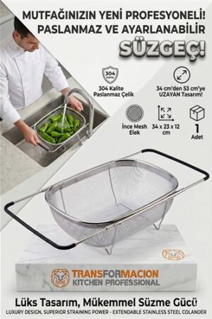 Ayarlanabilir Lavabo Üstü Süzgeç - Paslanmaz Çelik Makarna Meyve Sebze Yıkama Sepeti . Mutfak Ürünleri ve Mutfak Ekipmanları.
