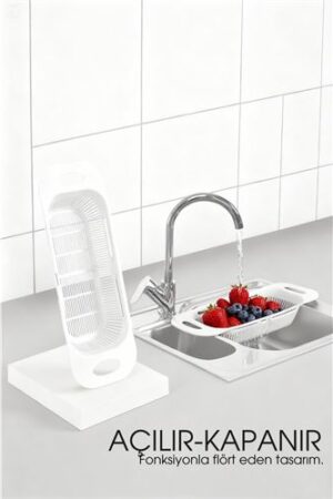 Ayarlanabilir Sürgülü Lavabo Süzgeci – Mutfak için Pratik ve Şık Tasarım BEYAZ . Mutfak Ürünleri ve Mutfak Ekipmanları.