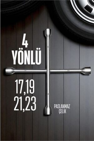 Bijon Anahtarı 4 Uçlu Çelik  Bijon Anahtarı . Oto-Hırdavat ve Oto ve Hırdavat Ürünleri.