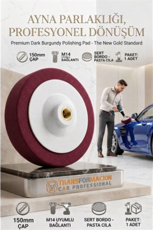Bordo Pasta Cila Pedi 150mm  - Sert Agresif Çizik Giderici Keçe M14 Uyumlu . Oto-Hırdavat ve Oto ve Hırdavat Ürünleri.
