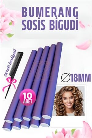 Bumerang Sosis Bigudi Tarak Seti 18 mm Kalınlık 10 Adet . Kuaför Berber ve Kuaför Malzemeleri.