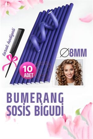 Bumerang Sosis Bigudi Tarak Seti 8 mm Kalınlık 10 Adet . Kuaför Berber ve Kuaför Malzemeleri.