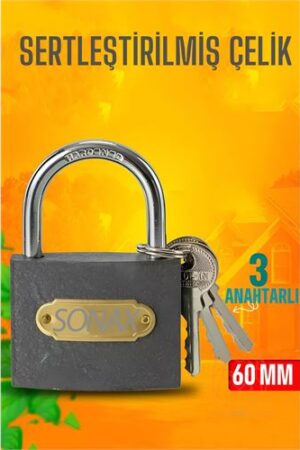Çelik Asma Kilit 60 MM 3 anahtarlı Sonax Design . Oto-Hırdavat ve Oto ve Hırdavat Ürünleri.