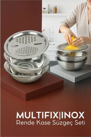 Çelik Rende Kase Süzgeç Seti - MultiFix 3 in 1 Paslanmaz Çelik . Kişisel Ürünler ve Kişisel Ürünler.