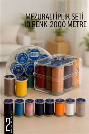 Dikiş İpliği Seti - 10 Renk 2000 Mt Kutulu Mezuralı Dikiş Seti . Kişisel Ürünler ve Kişisel Ürünler.