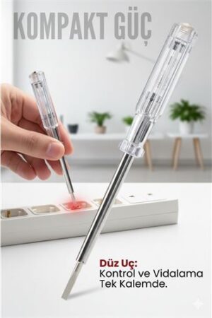 Düz Uçlu Elektrik Kontrol Kalemi Faz Test Cihazı Voltaj Kontrol Anahtarı . Oto-Hırdavat ve Oto ve Hırdavat Ürünleri.