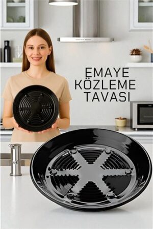 Emaye Közleme Tavası 31 cm - Fırına Uyumlu - Delikli Izgara Yüzeyli