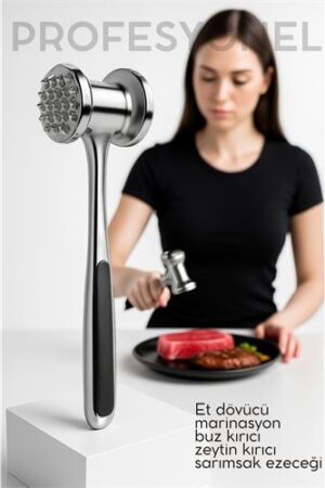 Et Dövücü Tokmağı Profesyonel Paslanmaz Çelik Marinasyon Çekici & Zeytin Kırıcı - 22 cm . Mutfak Ürünleri ve Mutfak Ekipmanları.