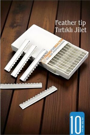Feather Tip Tırtıklı Ustura Jileti 10 Adet . Kuaför Berber ve Kuaför Malzemeleri.