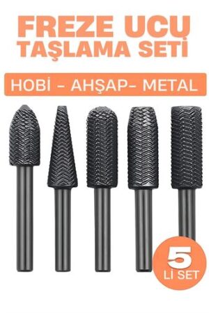 Freze Ucu Taşlama Seti Profesyonel Çelik Rotary Burr Seti  5'li Metal İşleme Uçları . Oto-Hırdavat ve Oto ve Hırdavat Ürünleri.