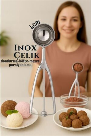 Inox 4 cm Dondurma Kaşığı - Karpuz Kurabiye Köfte Helva Porsiyonlama . Mutfak Ürünleri ve Mutfak Ekipmanları.