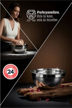 Inox Ölçekli Derin Kase  - 24 Cm 2 Litre Karıştırma Kabı Profesyonel 304 Paslanmaz Çelik . Mutfak Ürünleri ve Mutfak Ekipmanları.