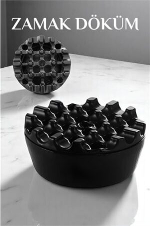 Kapaklı Zamak Döküm Yuvarlak Küllük Metal Kül Tablası - Kafe Küllüğü SİYAH . Ev Ürünleri ve Ev Ürünleri.
