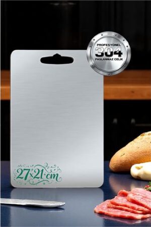 Kesim Tahtası - Profesyonel 304 Paslanmaz Çelik Doğrama Tahtası 27x21 CM . Mutfak Ürünleri ve Mutfak Ekipmanları.