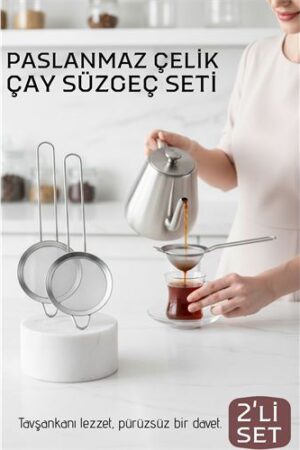 Klasik Çay Süzgeci 304 Paslanmaz Çelik 2 ADET . Mutfak Ürünleri ve Mutfak Ekipmanları.