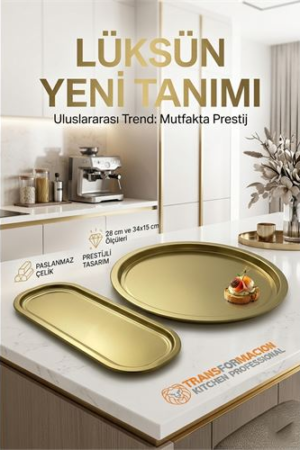 Masterpiece Çelik Tepsi Seti – Yuvarlak 28 cm & Dikdörtgen 34x15 cm . Mutfak Ürünleri ve Mutfak Ekipmanları.