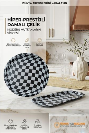 Masterpiece Çelik Tepsi Seti – Yuvarlak 28 cm & Dikdörtgen 34x15 cm . Mutfak Ürünleri ve Mutfak Ekipmanları.