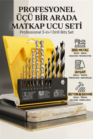 Matkap Ucu Seti- Beton Metal Ahşap Matkap Ucu Drill Bits Set 16 lı SET . Oto-Hırdavat ve Oto ve Hırdavat Ürünleri.