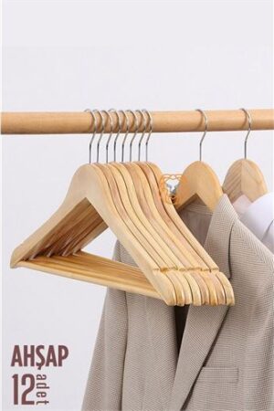 Natural Ahşap Elbise Askısı 12 ADET Montague Design . Ev Ürünleri ve Ev Ürünleri.