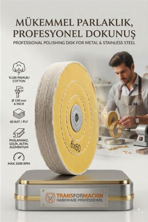 Orta Sert Polisaj Keçesi 6x60 60 Katlı 150mm - Pamuk Bez Disk Ayna Parlaklığı Metal Parlatma Keçesi . Oto-Hırdavat ve Oto ve Hırdavat Ürünleri.