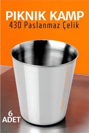 Paslanmaz Çelik Bardak Seti Kamp Piknik Bardağı 6 adet  . Mutfak Ürünleri ve Mutfak Ekipmanları.