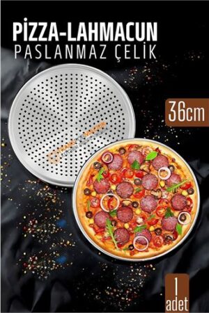Paslanmaz Çelik Pizza-Lahmacun Tepsisi – Delikli Tasarım ile Mükemmel Pişirme 36 cm . Mutfak Ürünleri ve Mutfak Ekipmanları.