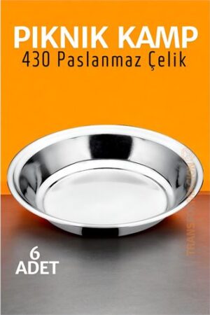 Paslanmaz Çelik Tabak Seti Kamp Piknik Tabağı 6 ADET . Mutfak Ürünleri ve Mutfak Ekipmanları.