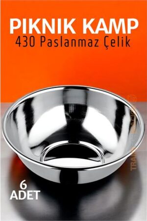 Paslanmaz Çelik Yemek Tası Çorba Kasesi Kamp Piknik Tabağı 6 ADET . Mutfak Ürünleri ve Mutfak Ekipmanları.