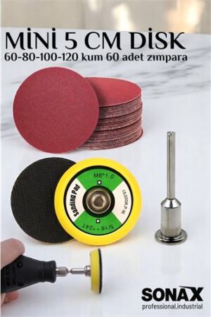 Pimli Mini Cırt Zımpara Taban Seti Gravür Ve Matkap Uyumlu 5 cm 60 Adet Zımparalı Set . Oto-Hırdavat ve Oto ve Hırdavat Ürünleri.