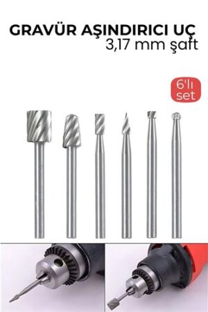 Premium 6’lı Karbür Gravür ve Taşlama Uç Seti – 3.17mm Şaft Profesyonel Oyma ve Aşındırma Seti . Oto-Hırdavat ve Oto ve Hırdavat Ürünleri.