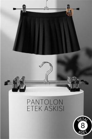 Premium Metal Pantolon ve Etek Askısı 8'li Set - Ayarlanabilir Kaymaz Klipsli 40cm Organizer . Ev Ürünleri ve Ev Ürünleri.