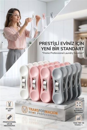 Profesyonel Çamaşır Mandalı | 20'li Çelik Mekanizmalı İz Bırakmaz Mandal Seti . Ev Ürünleri ve Ev Ürünleri.