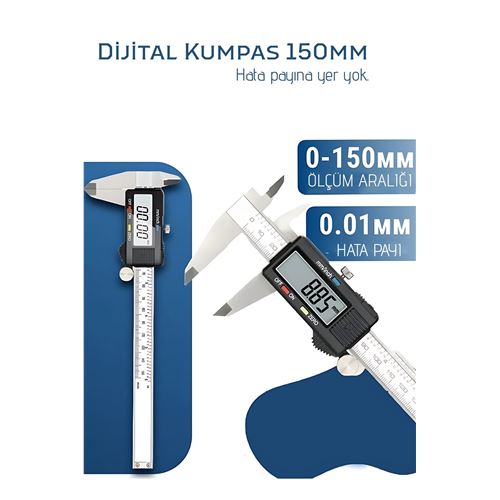 Profesyonel Dijital Kumpas 150mm - Karbon Fiber Gövde Profesyonel Dijital Kumpas 150mm - Karbon Fiber Gövde