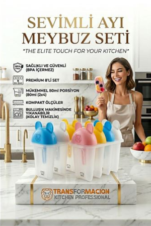 Sevimli Ayıcık Figürlü 8'li Dondurma Meybuz Kalıbı Seti - Sağlıklı Ev Yapımı Lezzetler . Mutfak Ürünleri ve Mutfak Ekipmanları.