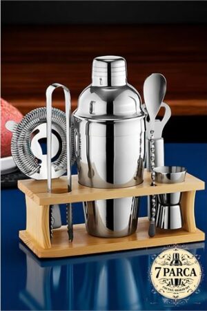Shaker Kokteyl Set - 7 Parça 550 ML Shaker Coctail Set  Bambu Standlı . Kişisel Ürünler ve Kişisel Ürünler.