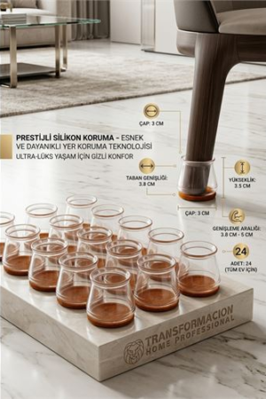 Silent Keçe Tabanlı Şeffaf Sandalye Ayak Koruyucu 24'lü Set . Ev Ürünleri ve Ev Ürünleri.