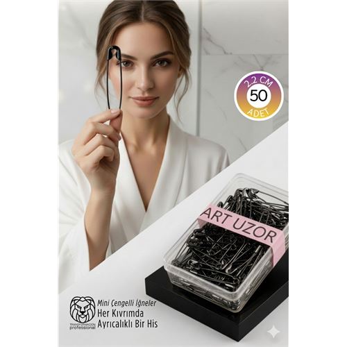 Siyah Mini Çengelli İğne Seti 50 Adet - 2.2 cm Paslanmaz Metal Tasarım Siyah Mini Çengelli İğne Seti 50 Adet - 2.2 cm Paslanmaz Metal Tasarım