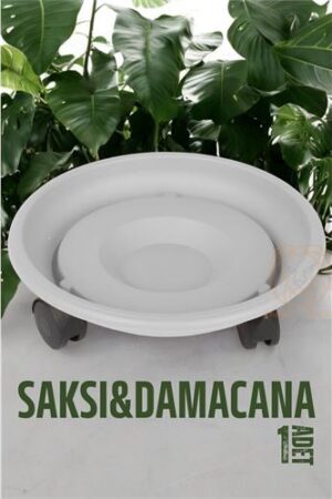 Tekerlekli Saksı Altığı 37 CM BEYAZ . Ev Ürünleri ve Ev Ürünleri.