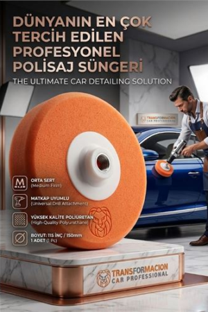 Turuncu Polisaj Süngeri 150mm - Orta Sert Çizik Alıcı Pasta Pedi . Oto-Hırdavat ve Oto ve Hırdavat Ürünleri.