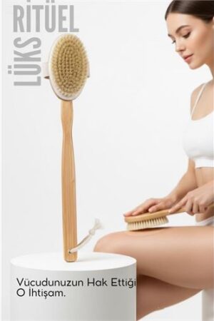Uzun Saplı Doğal At Kılı Selülit Karşıtı Vücut Fırçası Peeling Masaj Aleti Selülit Fırçası . Kişisel Ürünler ve Kişisel Ürünler.