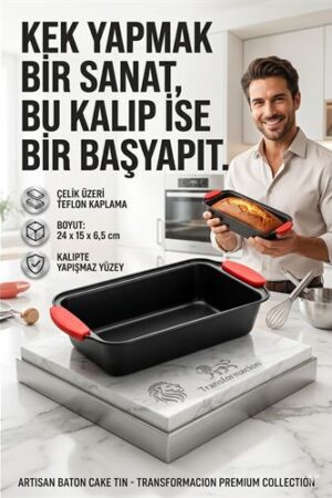 Yanmaz Yapışmaz Baton Kek Kalıbı Silikon Saplı Ekmek Kalıbı 24 cm Granit Efektli . Mutfak Ürünleri ve Mutfak Ekipmanları.