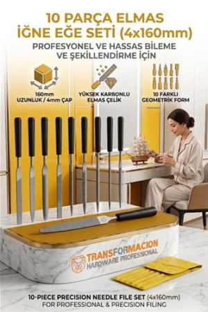 10'lu İğne Eğe Seti 160mm | Saatçi Eğesi | Metal