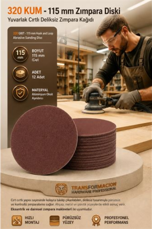12 ADET 320 KUM Yuvarlak Cırtlı Zımpara Diski 115 mm Deliksiz Zımpara Kağıdı . Oto-Hırdavat ve Oto ve Hırdavat Ürünleri.