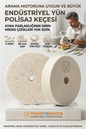 2 Lİ Polisaj Keçesi 80mm | Sert Yün Disk | Metal