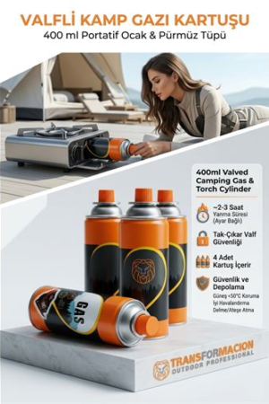 4 adet Valfli Kamp Gazı Kartuşu 400 ml - Portatif Ocak & Pürmüz Tüpü . Kişisel Ürünler ve Kişisel Ürünler.