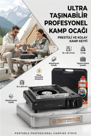 Çantalı SİYAH Portatif Kamp Ocağı + 1 X Kartuş  Piknik Ocağı Otomatik Ateşlemeli . Kişisel Ürünler ve Kişisel Ürünler.