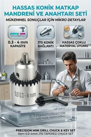 JT0 Konik Mandren Seti | 0.3-4mm Hassas Matkap Ucu Tutucu Anahtarlı . Oto-Hırdavat ve Oto ve Hırdavat Ürünleri.